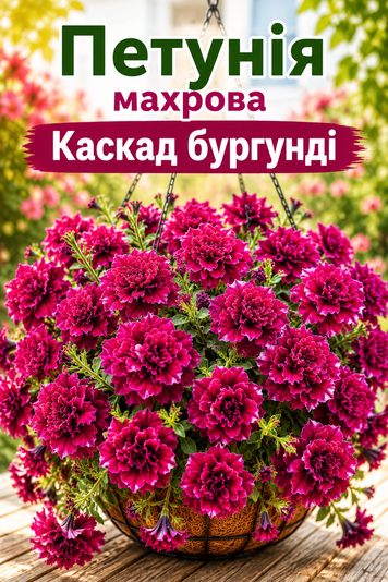 Петунія махрова Каскад F1 бургунді Pan American/США 10 шт (zip-paket) 2491714497 фото