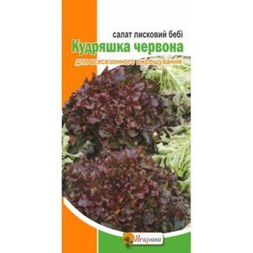 Насіння Салат бебі Кудряшка червоний Яскрава 1 г 2072575504 фото