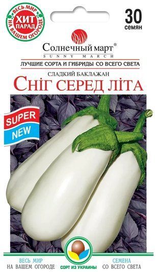 Баклажан Снег среди лета, Солнечный Март, 20 шт 1667835232 фото